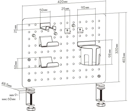 Органайзер Cactus (черный) (арт. CS-GMPB-BK)
