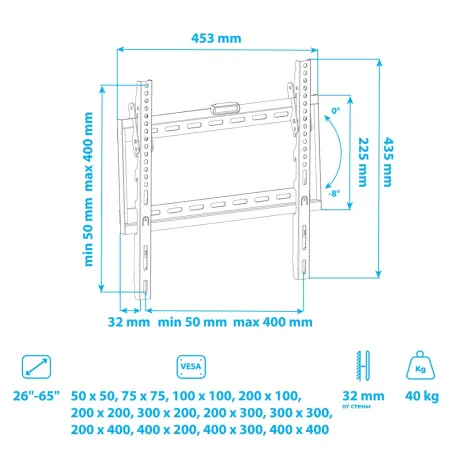 Кронштейн VLK TRENTO-34 чёрный для TV 26-65″ (арт. 51014)