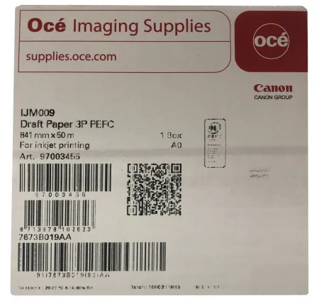 Бумага Canon Draft Paper без покрытия IJM009 75 г/м², 0,841×50 м, 3 рулона (97003455) (арт. 7673B019)