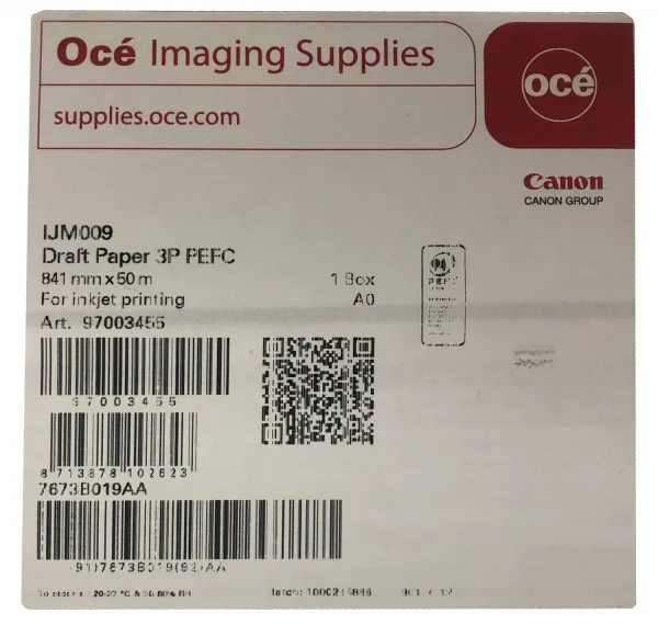 Бумага Canon Draft Paper без покрытия IJM009 75 г/м², 0,841×50 м, 3 рулона (97003455) (арт. 7673B019)