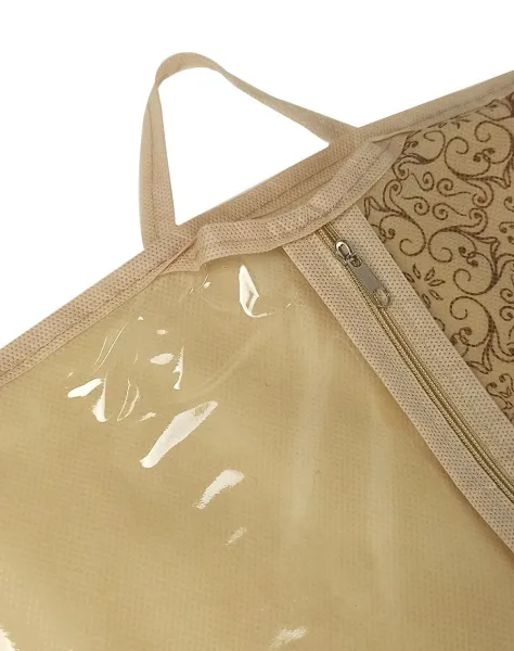 Чехол ГЕЛЕОС для хранения костюмов и платьев, «Миндаль» / Бежевый, 120х60 см (арт. МНД_08)