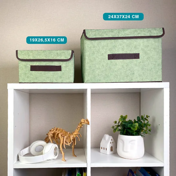 КОРОБ с крышкой для хранения ГЕЛЕОС Линен-16 (19х26,5х16 см) зеленый (арт. ЛИНЕН-16-ЗЛ)