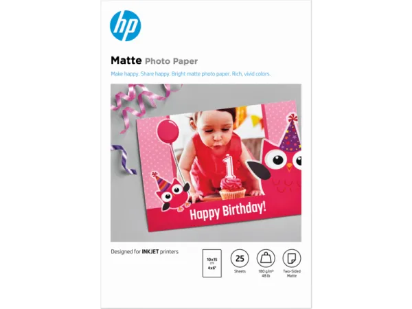 Матовая фотобумага HP Matte, 180 г/м2, 10x15 см (арт. 7HF70A)