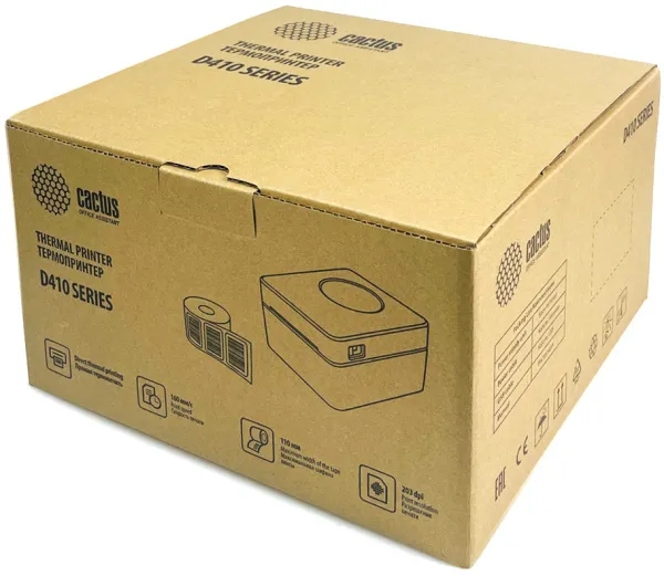 Термопринтер Cactus 203 dpi, 160 мм/с, USB (арт. CS-TP-D410U-W)