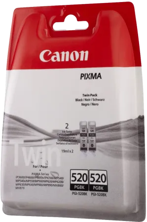 Набор картриджей Canon PGI-520 BK (чёрный, 2 картриджа, 19 мл.) (арт. 2932B012)