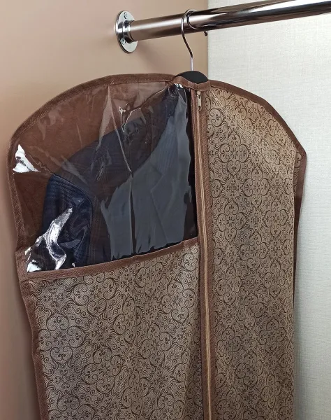 Чехол ГЕЛЕОС для хранения верхней одежды, «Миндаль» / Бежевый, 100х60 см (арт. МНД_07)