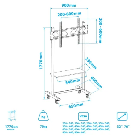 Мобильная стойка VLK TRENTO STAND-G чёрный для TV 32-70″ (арт. 90163)