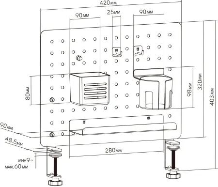 Органайзер Cactus (светло-серый) (арт. CS-PB-LGY)