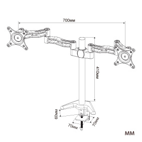 Кронштейн для двух мониторов Cactus черный 15″-27″ макс.8кг настольный поворот и наклон (арт. CS-VM-FE124D-BK)