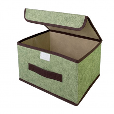 КОРОБ с крышкой для хранения ГЕЛЕОС Линен-16 (19х26,5х16 см) зеленый (арт. ЛИНЕН-16-ЗЛ)