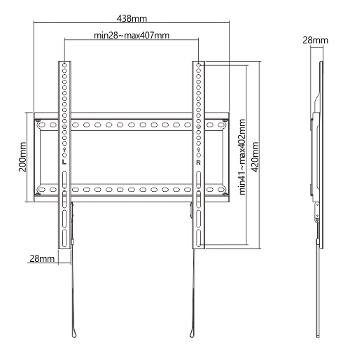 Фиксированное настенное крепление FIX LP72-44F (арт. LP72-44F)