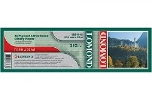 Фотобумага Lomond XL Pigment & Dye-based Glossy Paper, ролик 914 х 50 мм, 210 г/м2, 30 метров. (арт. 1204042)