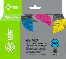 Картридж струйный Cactus (HP 963) желтый пигментный для HP (11 мл) (арт. CS-3JA25AE)