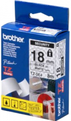 Наклейка ламинированная Brother (18 мм, черный на белом, секретная) (арт. TZSE4)