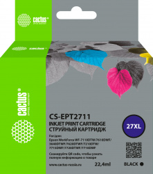 Картридж струйный Cactus (27XL) черный для Epson WorkForce WF-3620, 3640, 7110, 7210 (арт. CS-EPT2711)