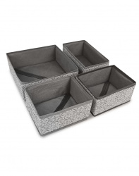 Набор коробов ГЕЛЕОС для хранения вещей, «Грей» / Серый, 26х26х8 / 20х16х8 / 20х16х8 / 26х14х8 см, 4 шт (арт. ГРЕ-22)