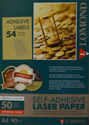 Самоклеящаяся бумага Lomond LOMOND Адр. наклейка LAS золото фольга, А4, 54-дел (Д: 30мм), 80 г/м² (арт. 2623005)