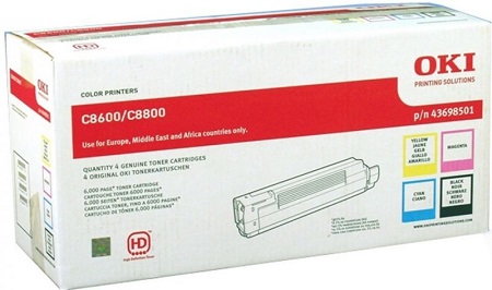 Комплект тонеров OKI CMYK для C8600/8800 (6000 стр.) (арт. 43698501)