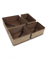 Набор коробов ГЕЛЕОС для хранения вещей, «Миндаль» / Бежевый, 26х26х8 / 20х16х8 / 20х16х8 / 26х14, 4 шт (арт. МНД_22)