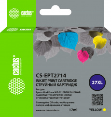 Картридж струйный Cactus (27XL) желтый для Epson WorkForce WF-3620, 3640, 7110, 7210 (арт. CS-EPT2714)