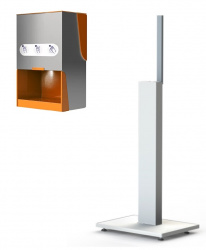 Бесконтактный напольный дезинфектор для рук Liga Uno-3 со стендом из металла и алюминиевого композита. Емкость бака антисептика - 3л (арт. uno-3-stand2)