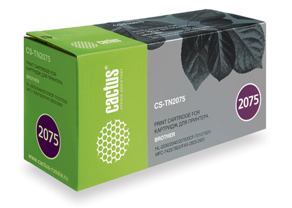 Картридж Cactus черный (2500стр.) для Brother (арт. CS-TN2075)