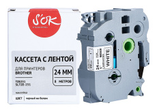 Кассета с лентой Sakura Printing TZE251 для Brother, черный на белом, 24 мм / 8 м, наклейка (арт. SLTZE251)