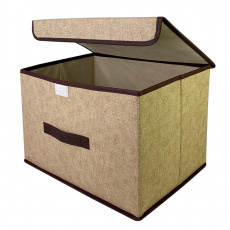 КОРОБ с крышкой для хранения ГЕЛЕОС Линен-24 (24х37х24 см) бежевый (арт. ЛИНЕН-24-БЖ)