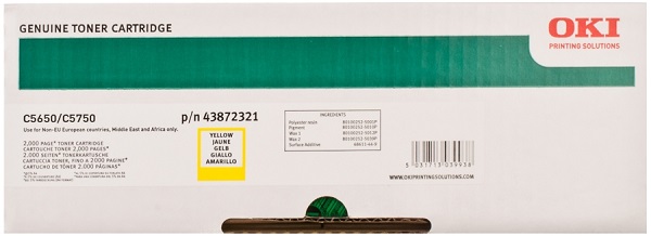 Тонер-картридж OKI желтый для C5650/5750 (2000 стр.) (арт. 43872321)