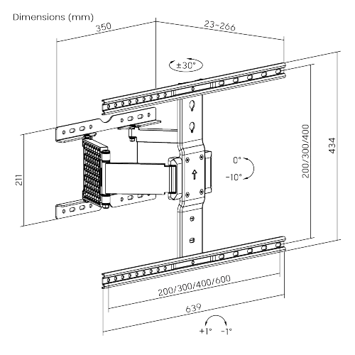 Ультратонкое крепление с выдвижением FIX LPA72-464 для панели 37-90″до 50 кг (black) (арт. LPA72-464)