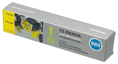 Картридж Cactus Картридж струйный CS-D8J09A №980 желтый (110мл) (арт. CS-D8J09A)