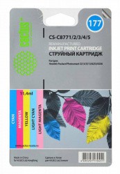 Картридж Cactus №177 голубой/пурпурный/желтый/светло-голубой/светло-пурпурный набор (11.4мл) для HP (арт. CS-C8771/2/3/4/5)