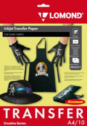 Термотрансфер Lomond A4 (21 х 29,7 см) 10 л для струйн. цв. принтера, для темных тканей (арт. 0808451)