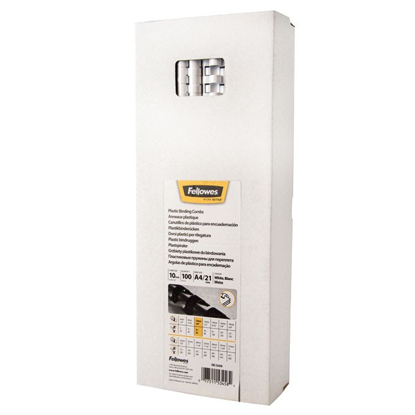 Пластиковые пружины Fellowes 10 мм. Цвет: белый, 100 шт (арт. FS-53458)