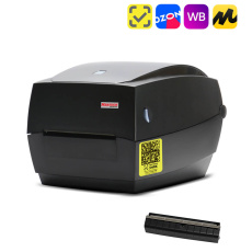 Термотрансферный принтер этикеток Mertech TLP100 TERRA NOVA (300 DPI) USB, RS232, Ethernet Black с отделителем (арт. 4589+4537)