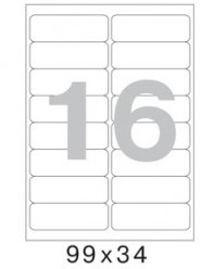 Самоклеящиеся этикетки MEGA White Matte Label, 16 шт/A4, 99 х 34 мм, 100 листов (арт. 73571)