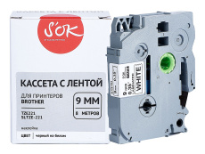 Кассета с лентой Sakura Printing TZE221 для Brother, черный на белом, 9 мм / 8 м, наклейка (арт. SLTZE221)