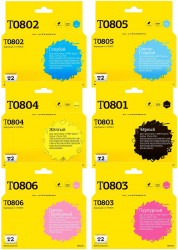 Комплект струйных картриджей T2 T0801/T0802/T0803/T0804/T0805/T0806/T079A (арт. IC-ET0807)