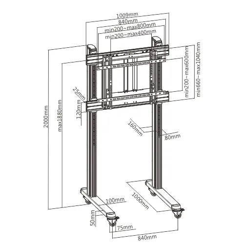 Мобильная стойка FIX TTF09H-90FW (арт. TTF09H-90FW *)