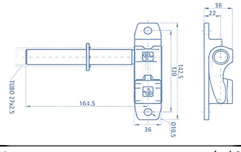 Кулак MRF 164.5 мм и ответная часть в комплекте для трубы 27 мм, нерж. сталь (арт. 204110224)