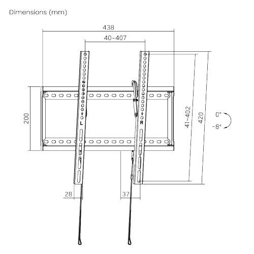 Настенное наклонное крепление FIX LP72-44Т для панели 32-70″до 75 кг (black) (арт. LP72-44T)