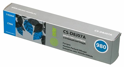Картридж Cactus Картридж струйный CS-D8J07A №980 синий (110мл) (арт. CS-D8J07A)