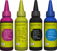 Комплект чернил T2 (черный, голубой, пурпурный, желтый, 4 шт. x 100 мл.) (арт. IB-C100_MP)