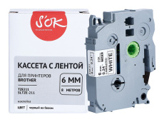 Кассета с лентой Sakura Printing TZE211 для Brother, черный на белом, 6 мм / 8 м, наклейка (арт. SLTZE211)