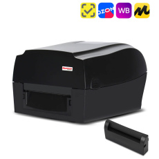 Термотрансферный принтер этикеток Mertech TLP300 TERRA NOVA (300 DPI) USB, RS232, Ethernet Black с отрезчиком (арт. 4593+4543)