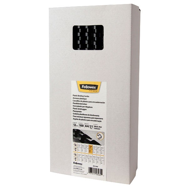 Пластиковые пружины Fellowes 12 мм. Цвет: черный, 100 шт (арт. FS-53465)