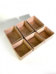 Набор коробов ГЕЛЕОС «Миндаль» / Бежевый, 13х13х8 см - 3 шт, 13х19х8 см - 3 шт (арт. МНД-222)