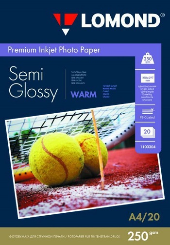 Фотобумага Lomond Semi Glossy Warm, А4, 250 г/м2, 20 листов (арт. 1103304)