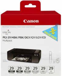 Набор картриджей Canon PGI-29 MBK/PBK/DGY/GY/LGY/CO (многоцветный, 6 картриджей, 36 мл.) (арт. 4868B018)