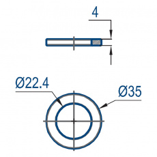 Кольцо MRF 22.4×35×4 мм для трубы 22 мм, нерж. сталь (арт. 202370213)